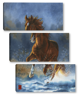 Модульная картина Акварель "Лошадь"