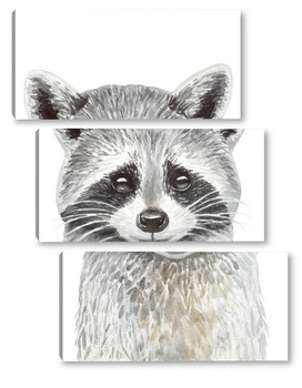 Модульная картина Енотик, серия "Лесные животные"