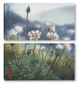 Модульная картина Акварель "Горные цветы"