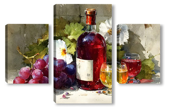 Модульная картина Вино и виноград