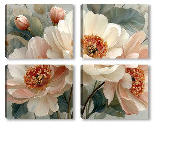 Модульная картина Жемчужные пионы