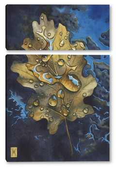 Модульная картина Акварель "Осенний лист"