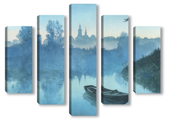 Модульная картина Акварель "Лодка"