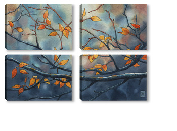 Модульная картина Акварель "Осенние ветви"