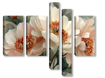 Модульная картина Жемчужные пионы