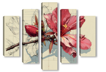 Модульная картина  Цветок магнолии