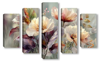 Модульная картина Цветы в саду